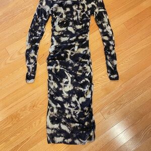 Elegant Tie-Dye Long Sleeve Dress